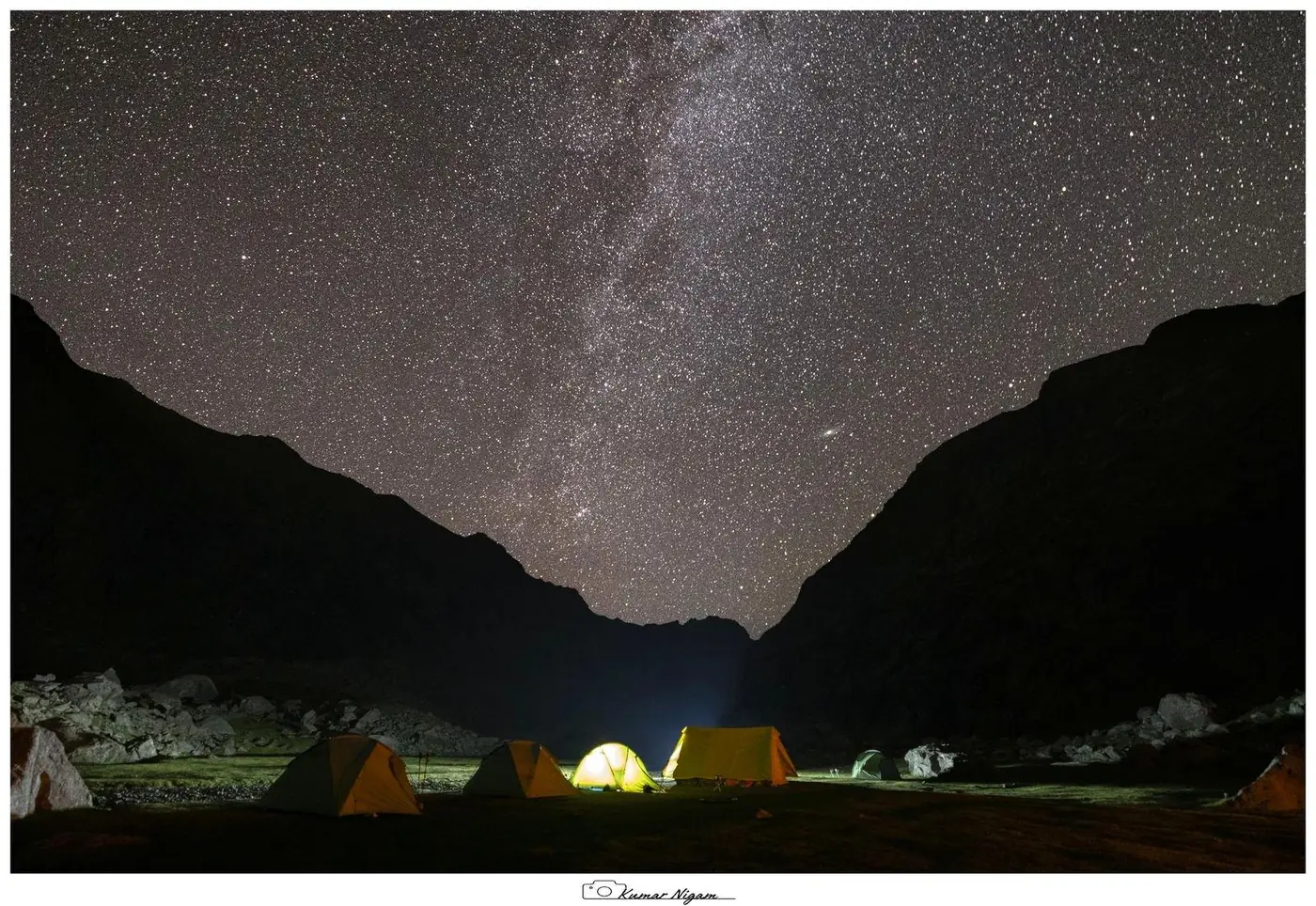 The Milky Way over a high camp