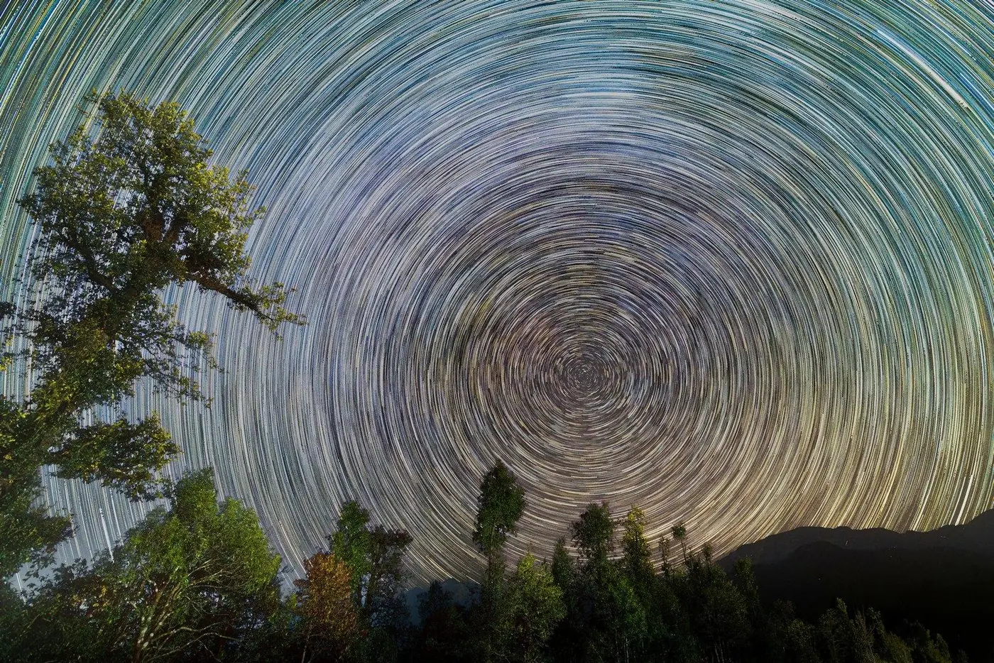 Star trails circling Polaris